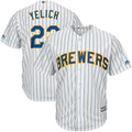 majestic Yelich Brewers Pinstripe Jersey