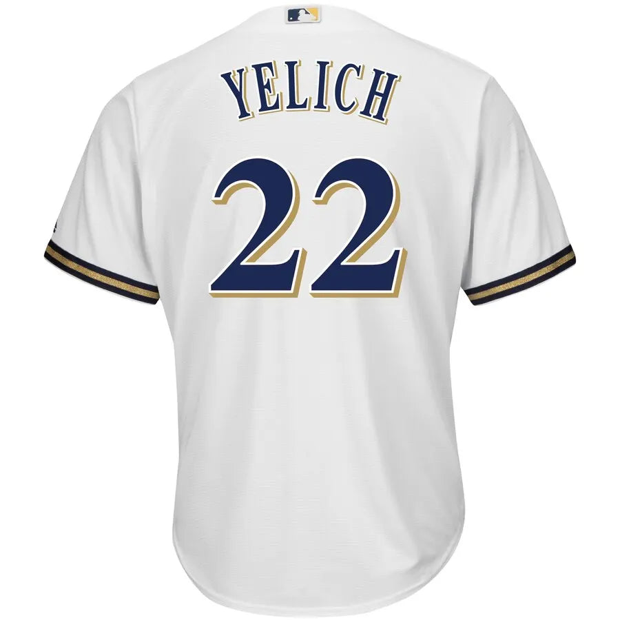 Yelich Brewers White Home Jersey - Hình 3