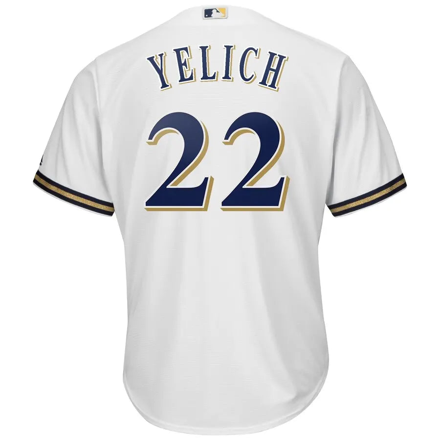 majestic Yelich Brewers White Jersey - Hình 3
