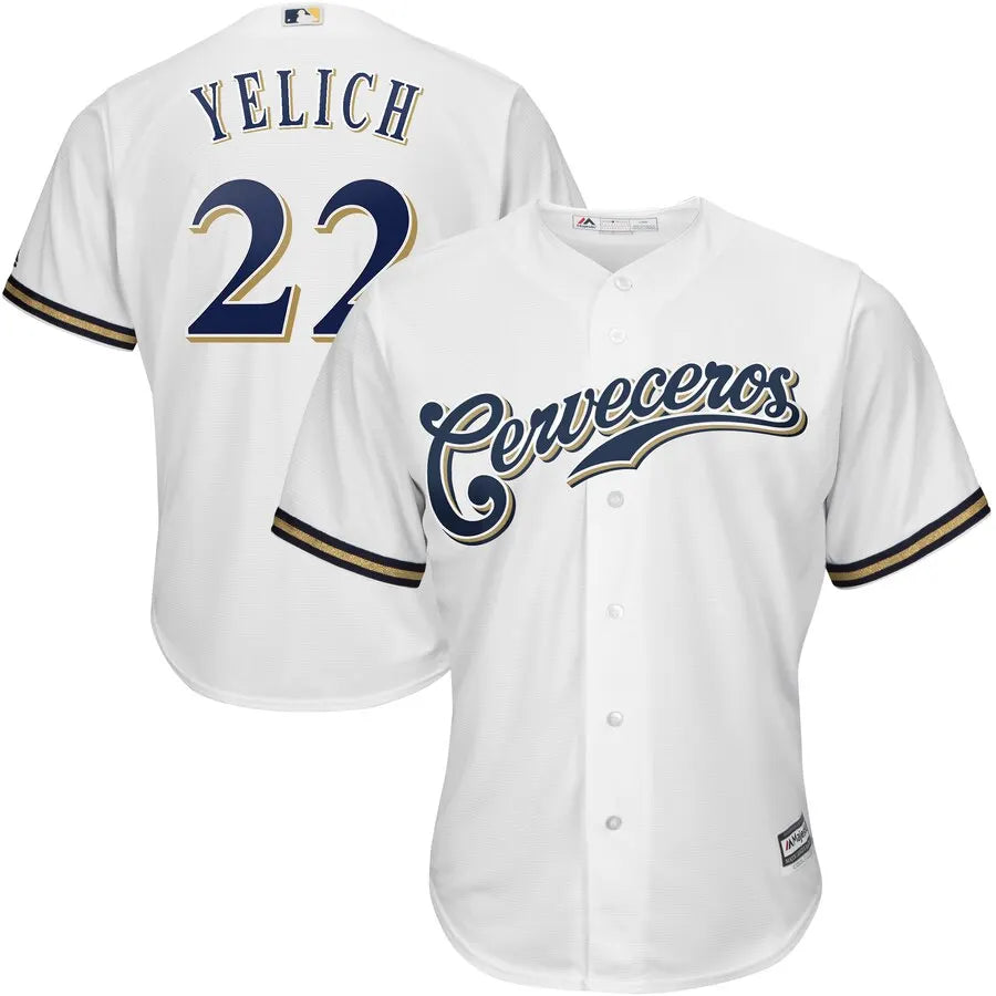 majestic Yelich Brewers White Jersey