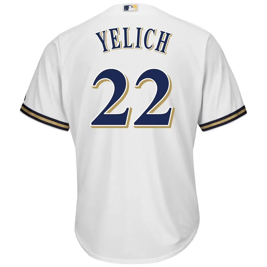 Yelich Brewers White Jersey majestic - Hình 2