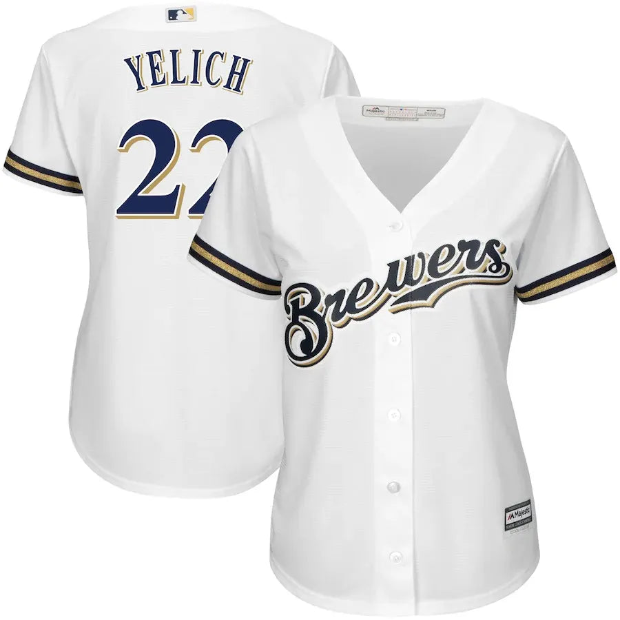 Yelich Brewers White Jersey