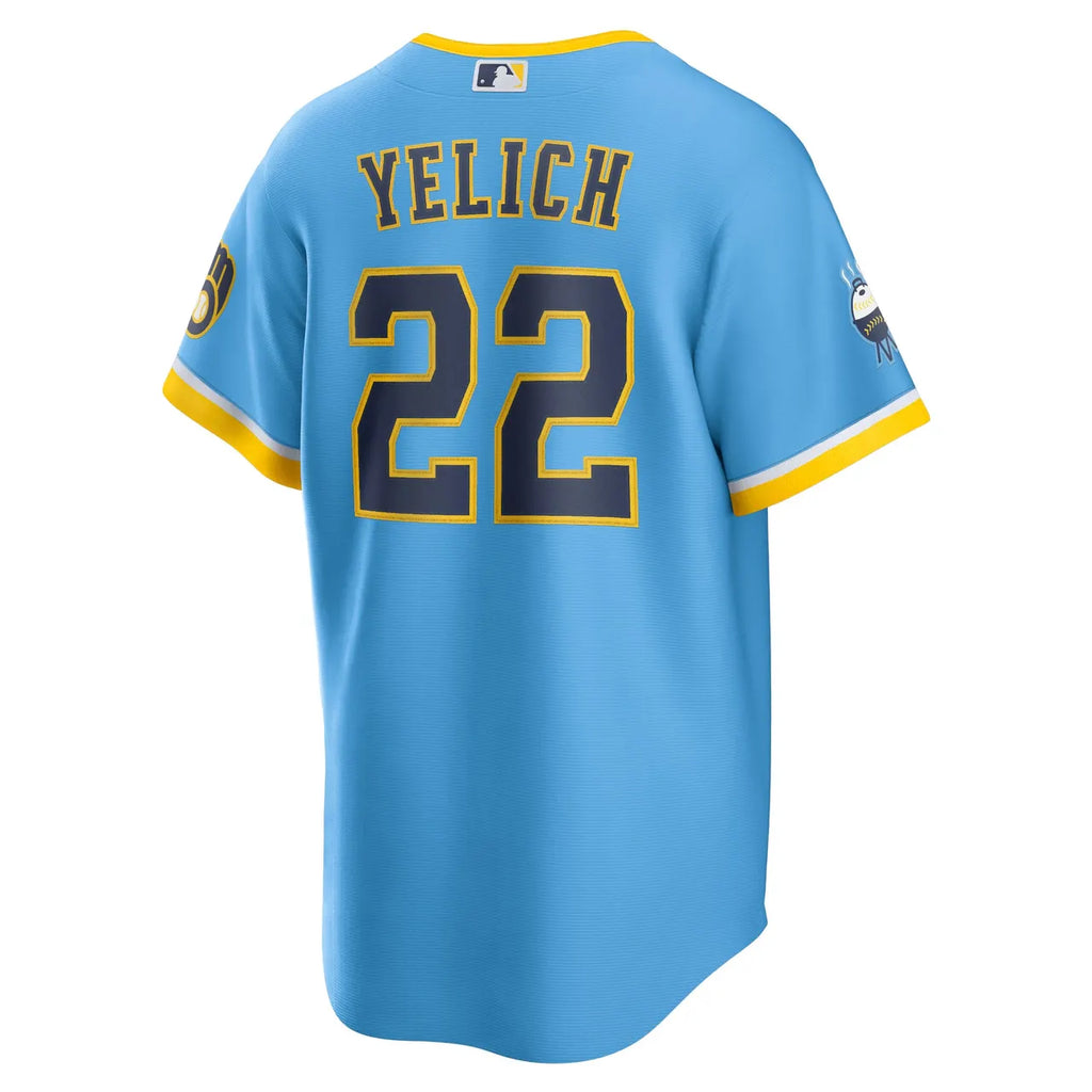 city Nike Yelich Brewers Light Blue Jersey - Hình 4