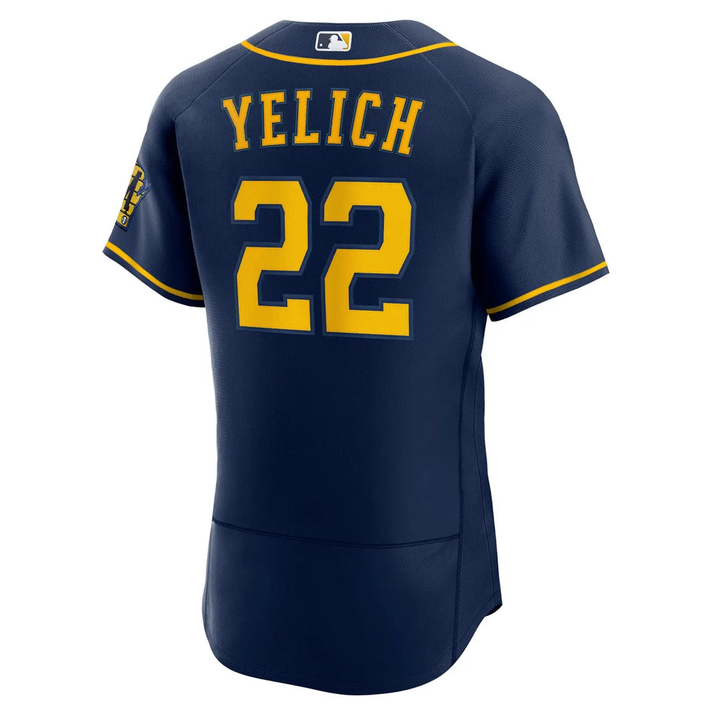 nike replica Yelich Brewers Navy Jersey - Hình 2