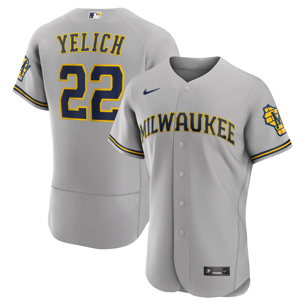 nike replica Yelich Brewers Navy Jersey - Hình 7