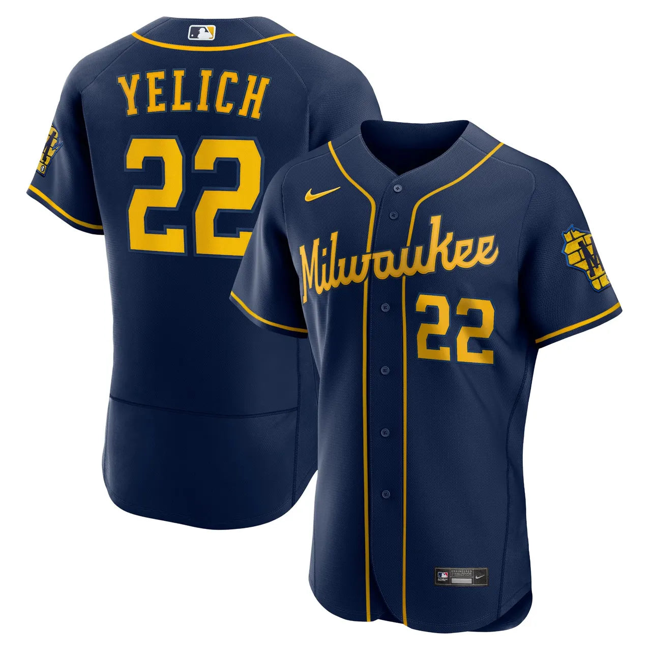 Nike Yelich Navy Brewers Jersey