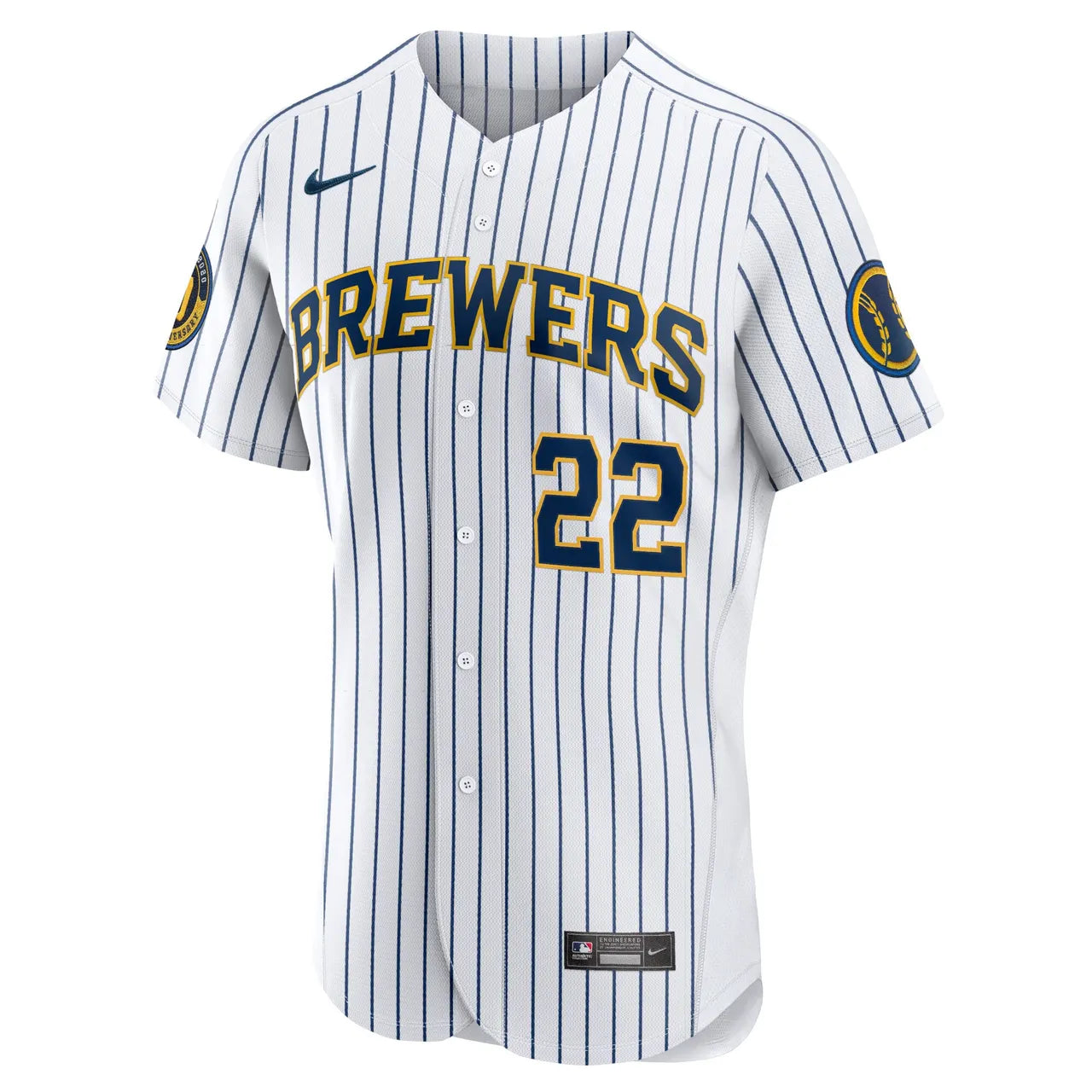 nike authentic Yelich Brewers Pinstripe Jersey - Hình 3
