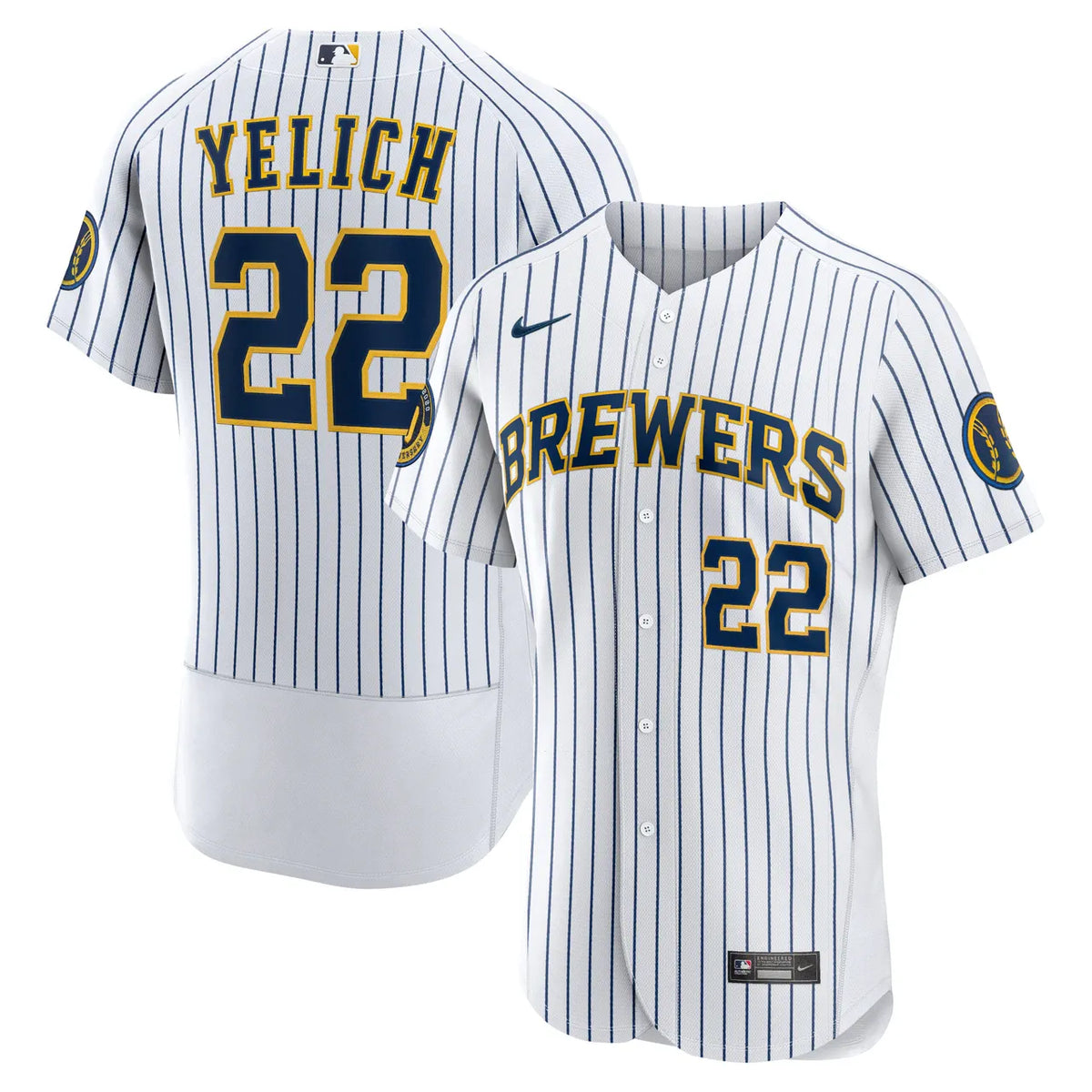nike authentic Yelich Brewers Pinstripe Jersey