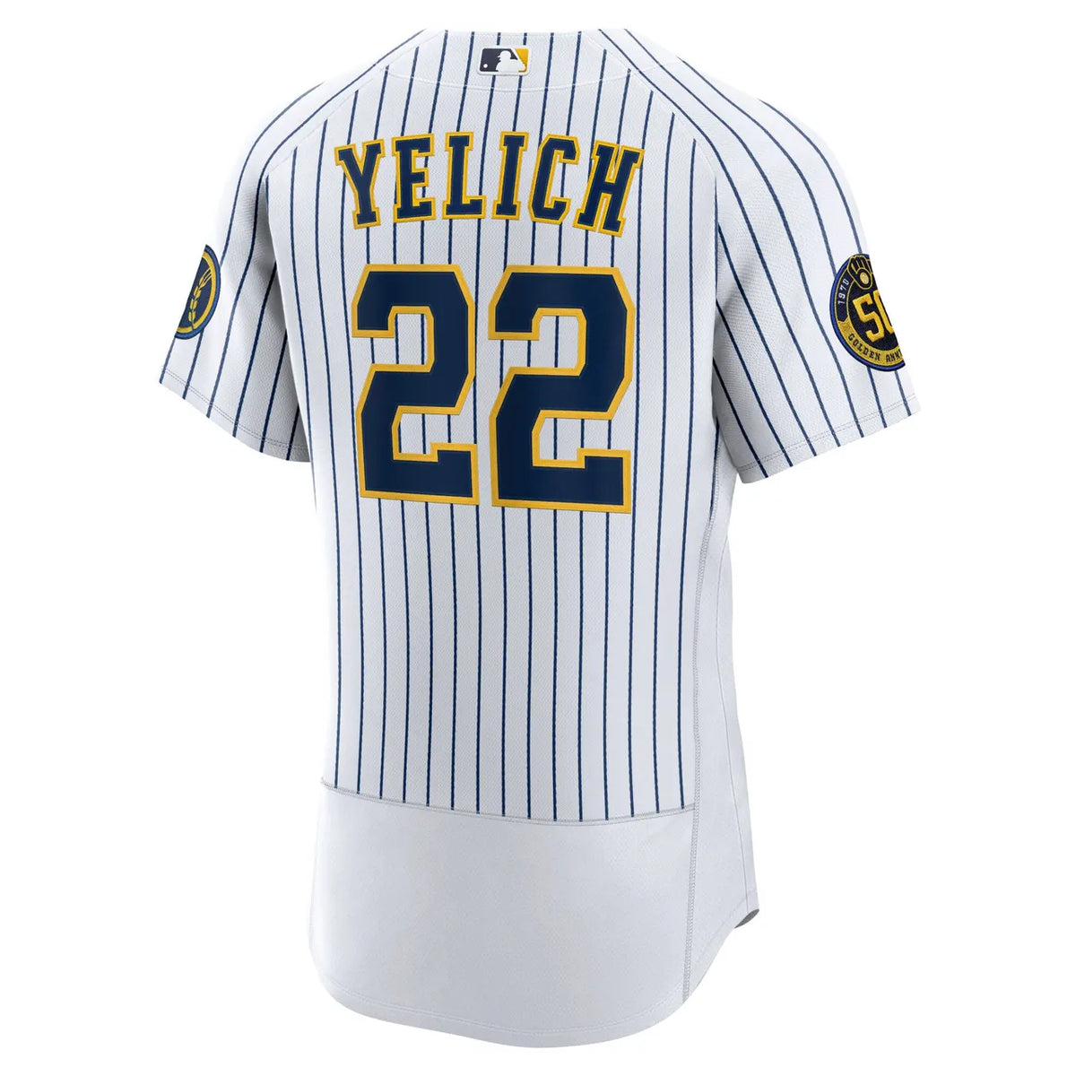 nike authentic Yelich Brewers Pinstripe Jersey - Hình 4