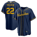 nike authentic Yelich Brewers Navy Jersey