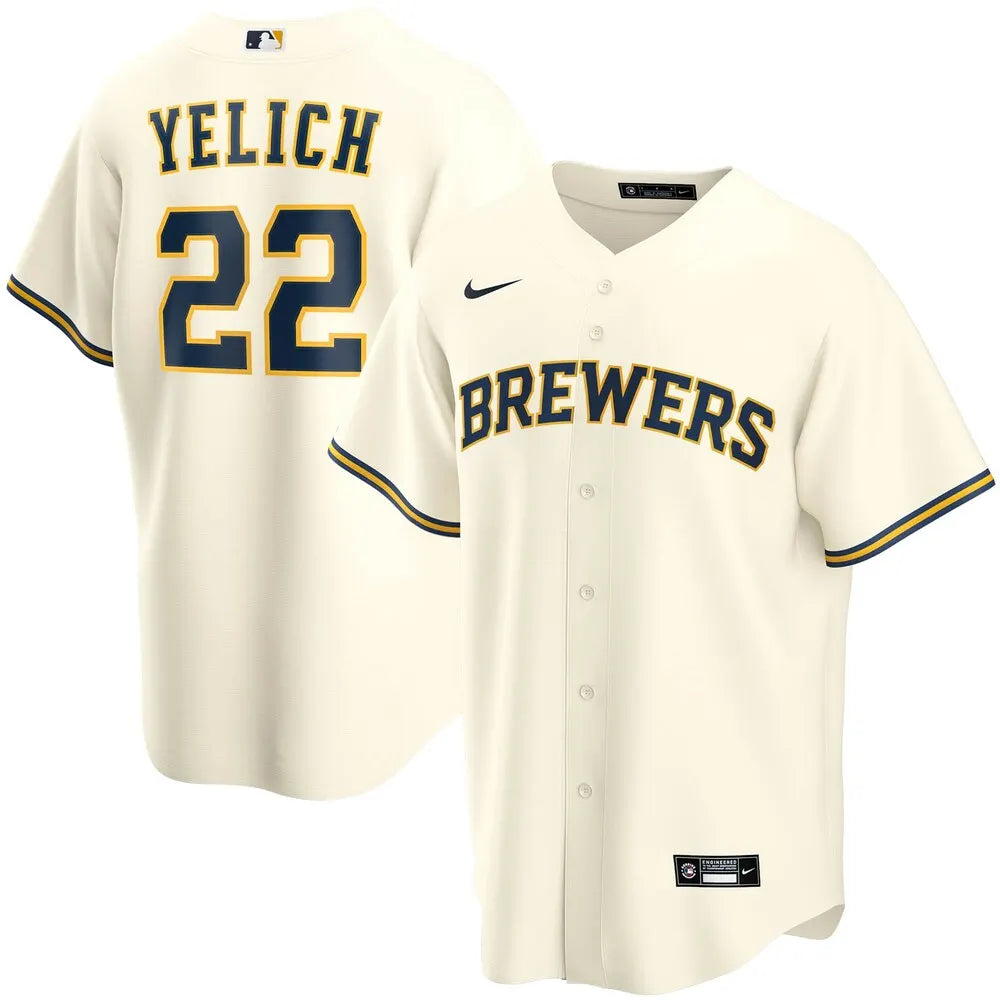Yelich Brewers Cream Jersey nike authentic