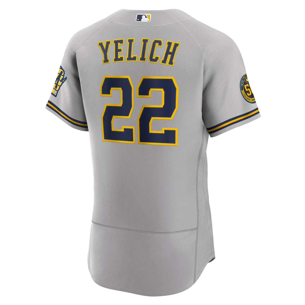 Brewers Yelich Gray Road Jersey - Hình 4