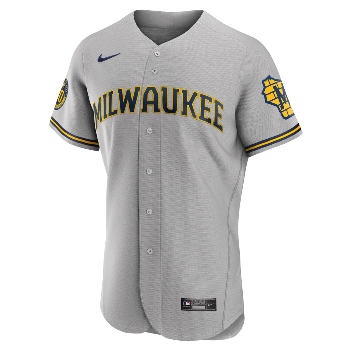 Brewers Yelich Gray Road Jersey - Hình 3