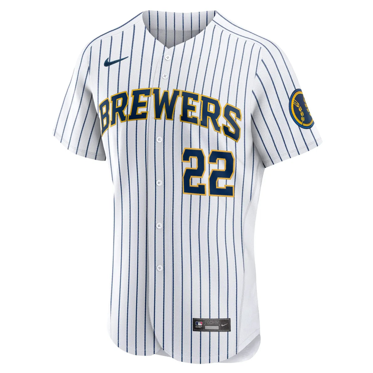 Brewers Yelich Pinstripe Jersey - Hình 2