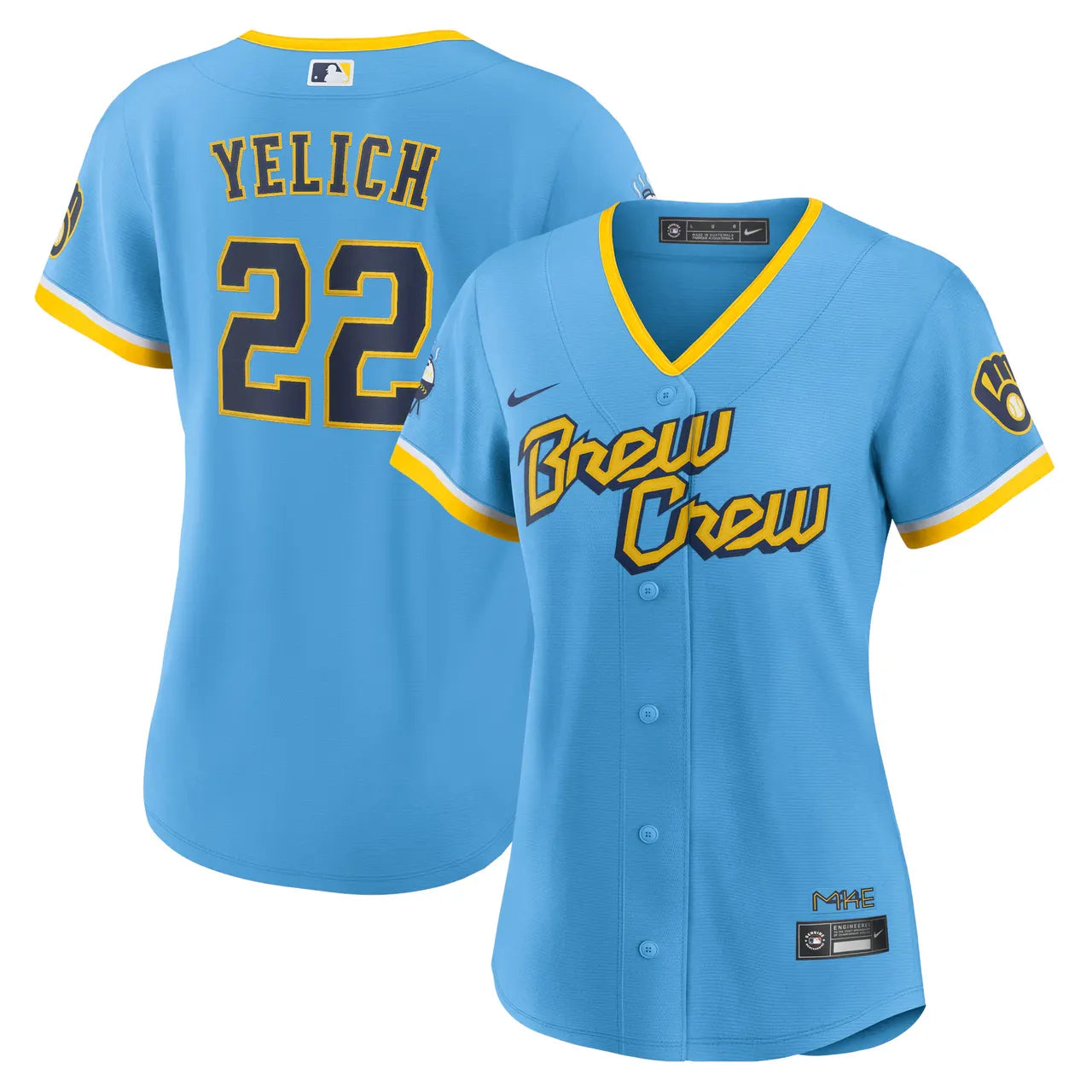 Yelich Brewers Nike Light Blue Jersey - Hình 2
