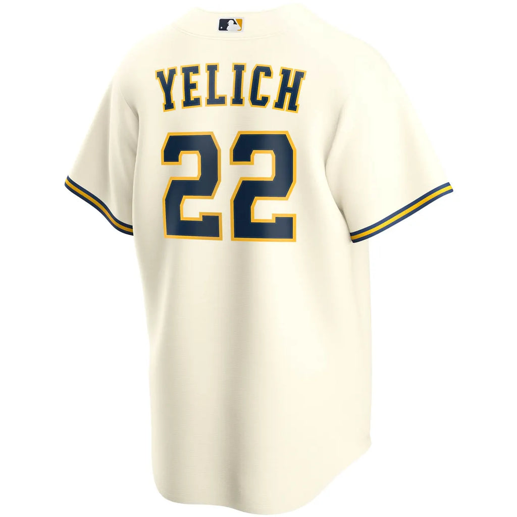 nike Yelich Brewers Cream Jersey - Hình 4