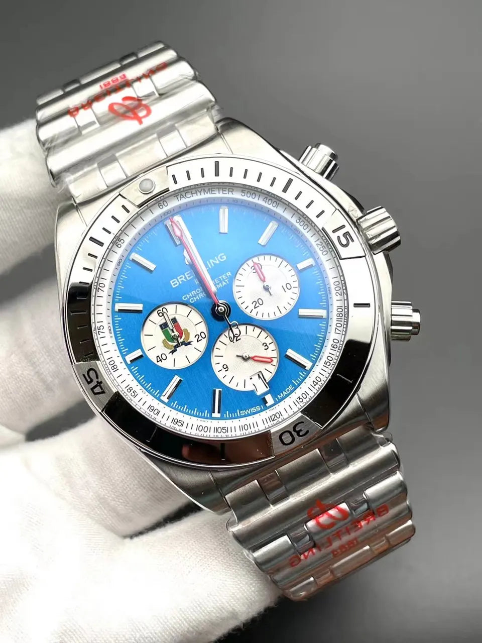 steel Breitling Chronomat Blue Dial - Hình 2