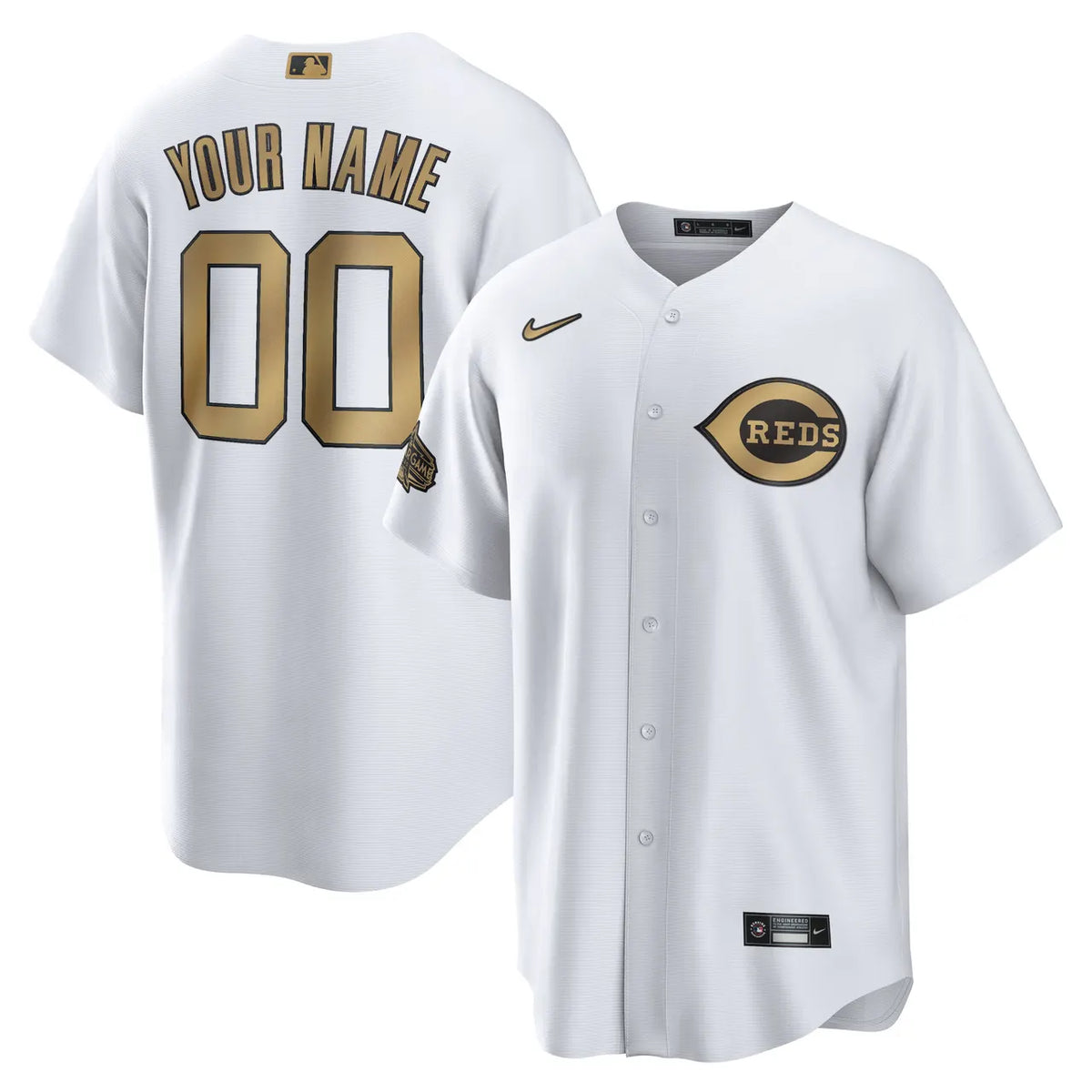 Reds White Gold Custom Jersey