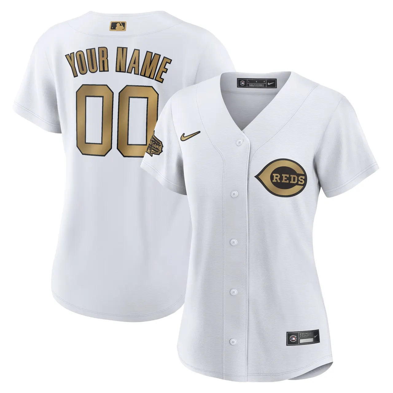 nike personalize Reds Custom White Jersey