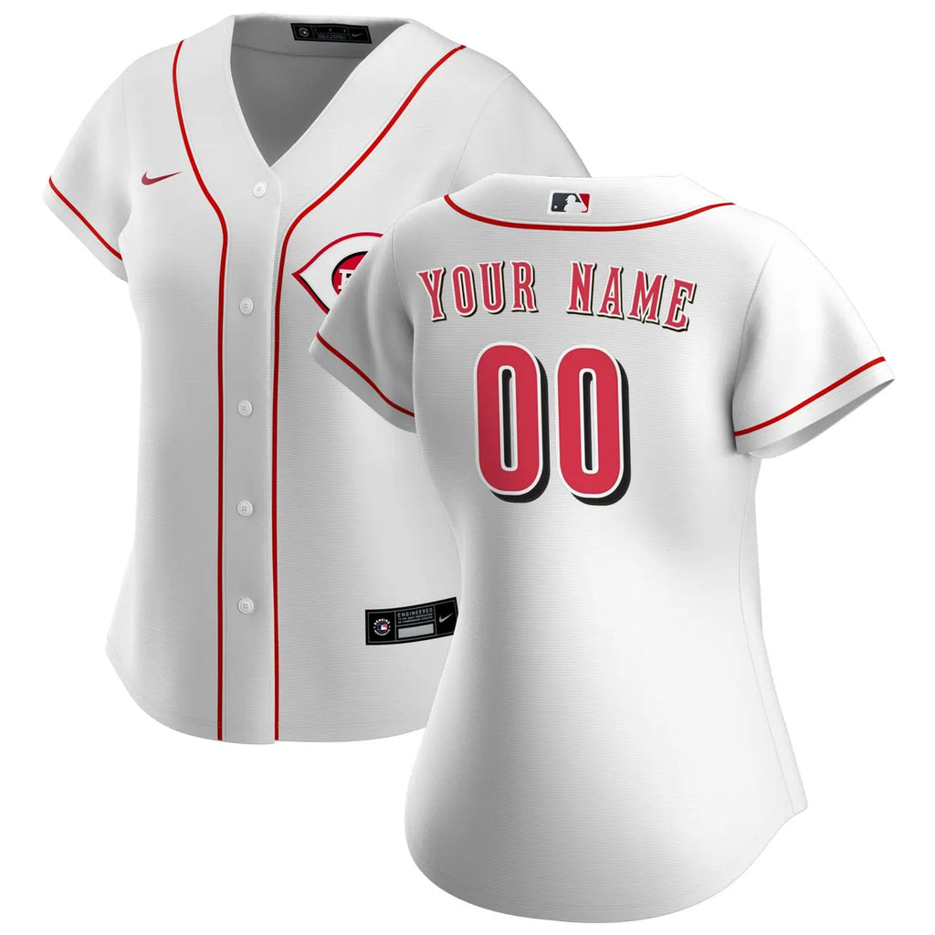Reds White Custom Jersey