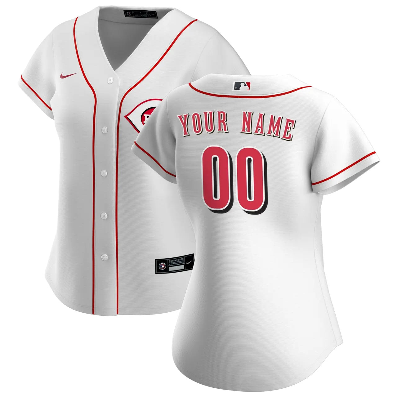 Reds White Custom Jersey