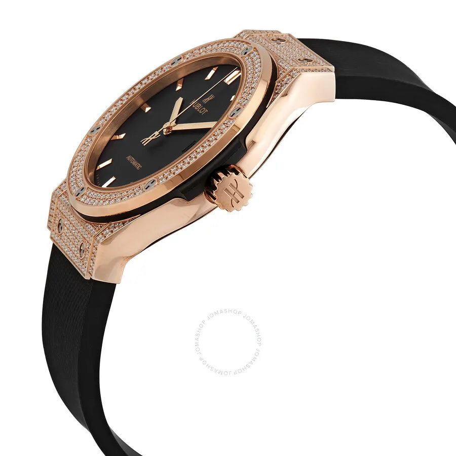 black Hublot Rose Gold Diamond Bezel - Hình 2