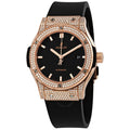 black Hublot Rose Gold Diamond Bezel