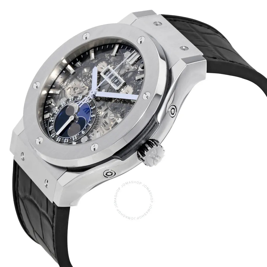 classic Hublot Skeleton Black Leather - Hình 2