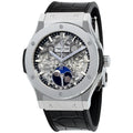 classic Hublot Skeleton Black Leather