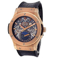 black leather Hublot Rose Gold Skeleton