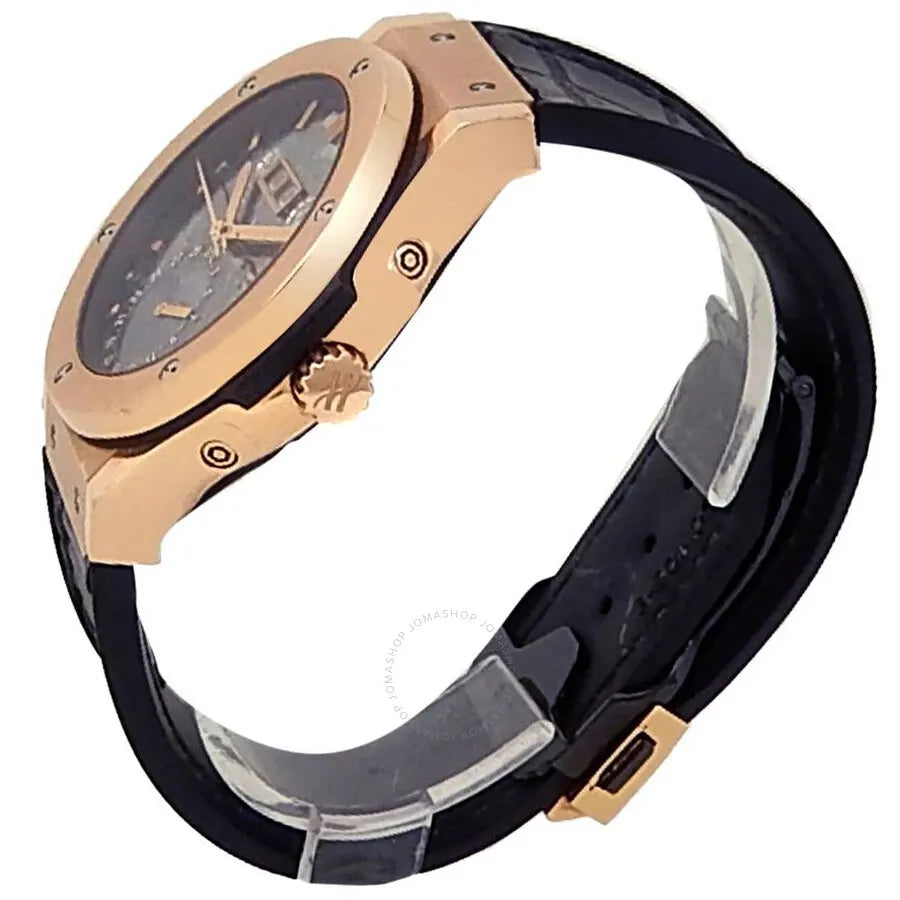 black leather Hublot Rose Gold Skeleton - Hình 2