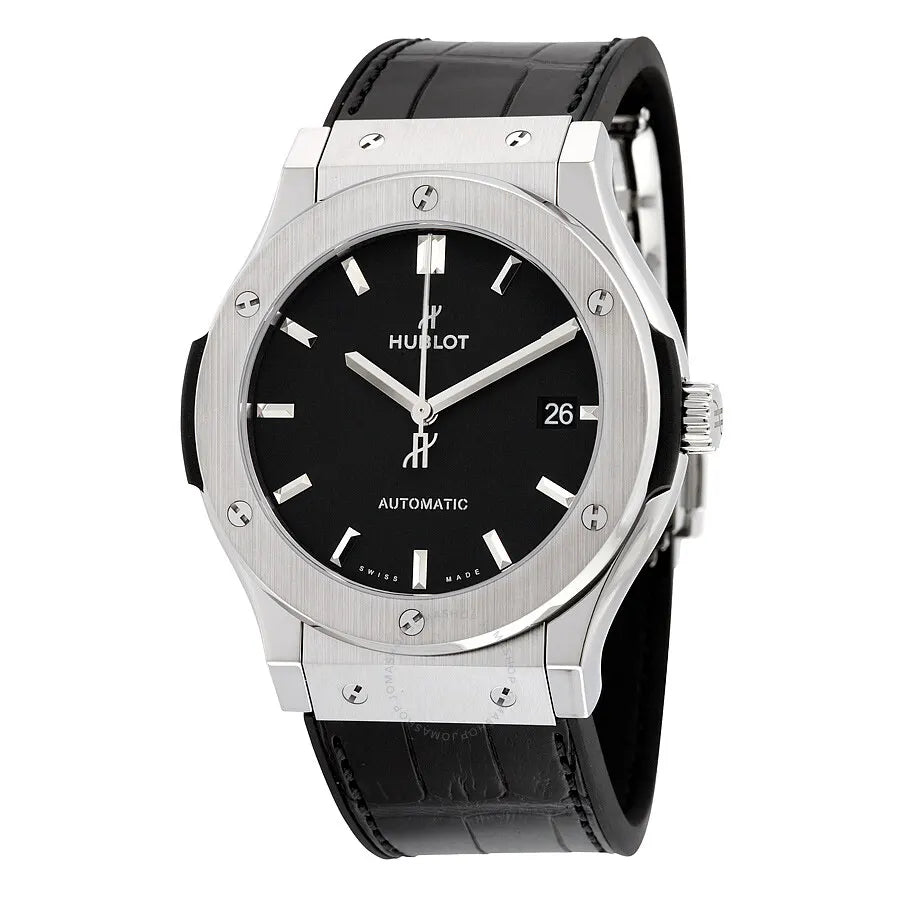 Hublot Classic Fusion Titanium Black Leather Watch
