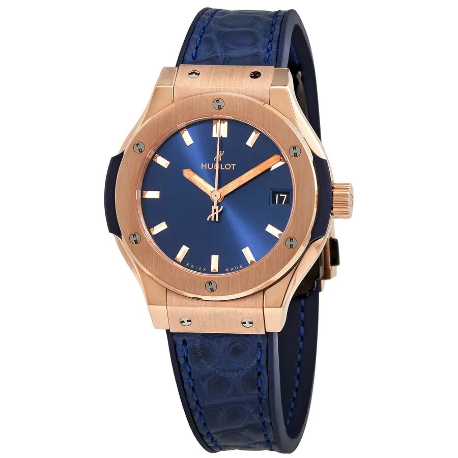 Hublot Rose Gold Blue Leather