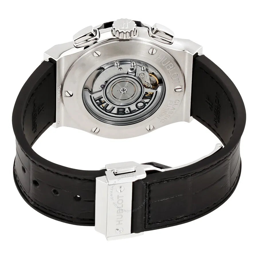 black Hublot Silver Dial Leather - Hình 3