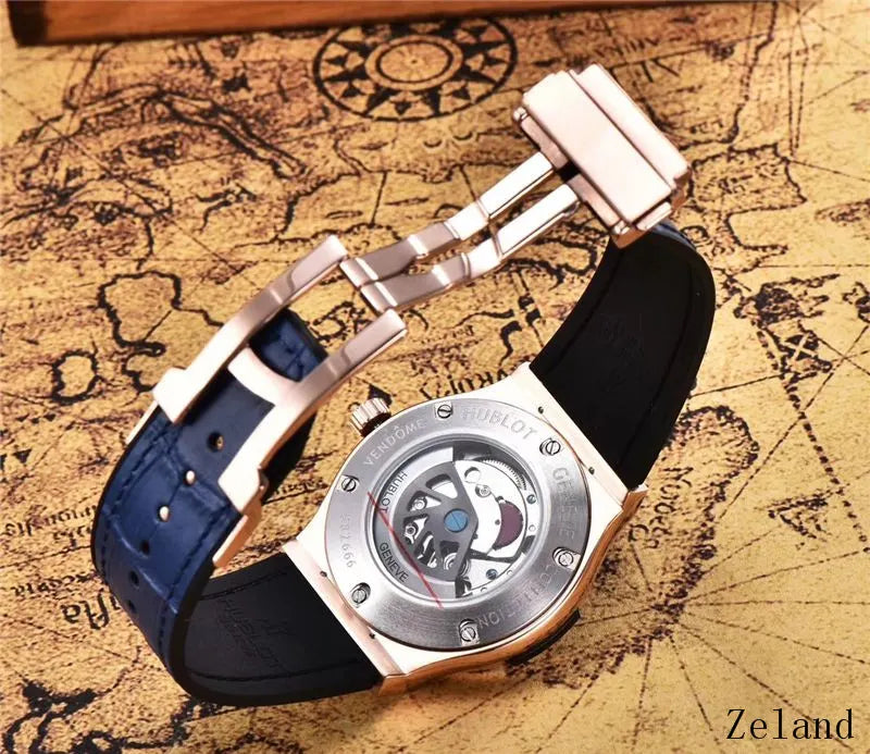 Hublot Rose Gold Blue Watch - Hình 2