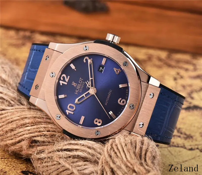 Hublot Rose Gold Blue Watch - Hình 3
