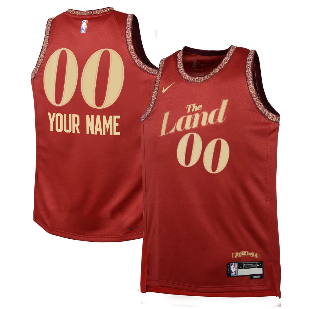 land Nike Cavs Maroon Custom Jersey