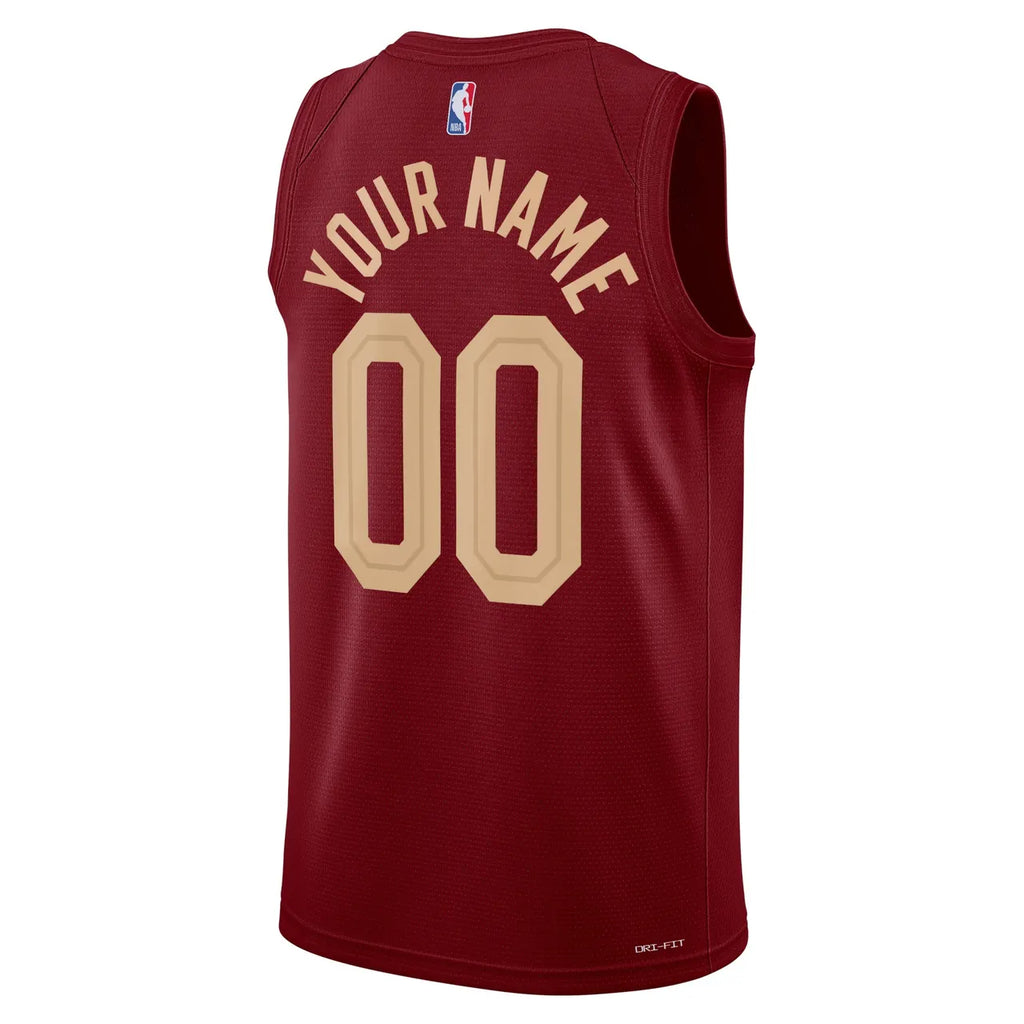 nike icon Cavs Maroon Custom Jersey - Hình 3