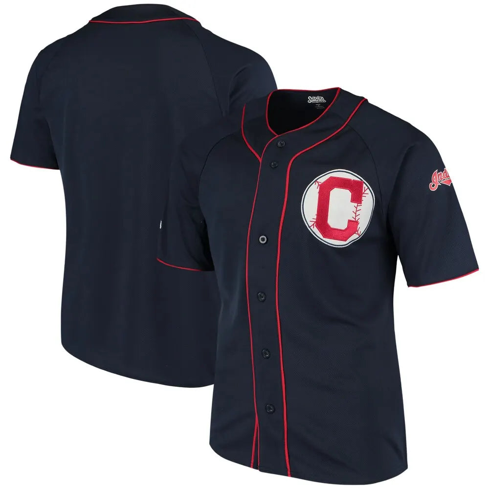 Stitches Indians Navy Jersey