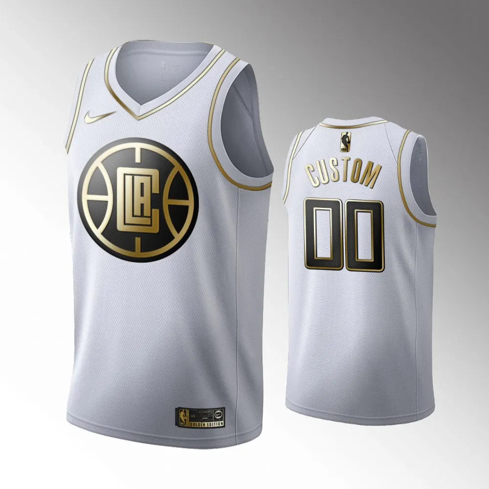 Clippers White Gold Custom Jersey