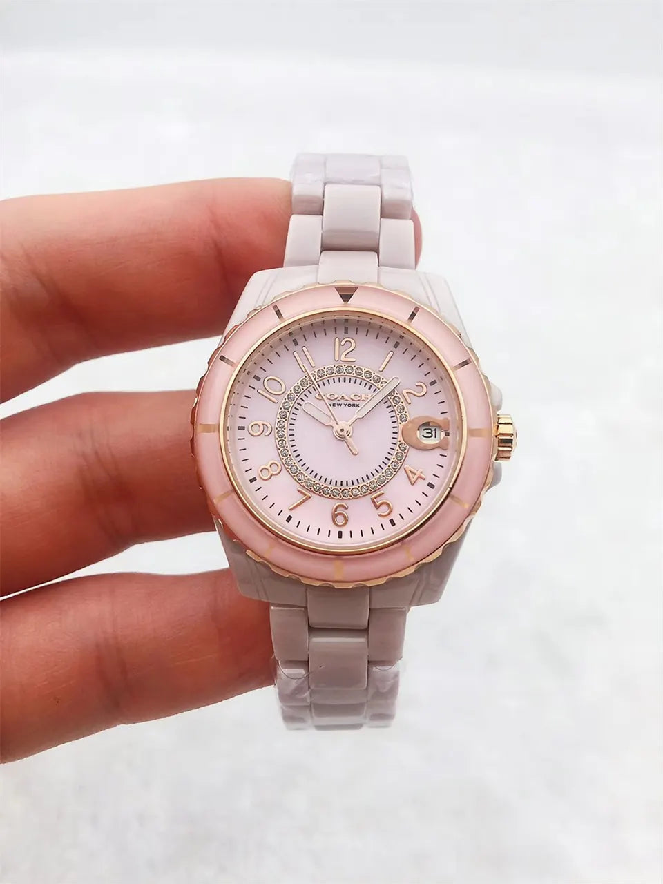 Coach Ceramic Pink Dial Watch