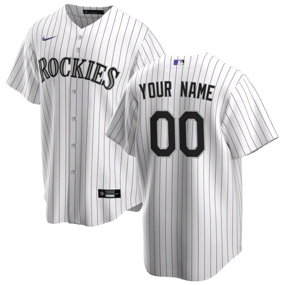 Rockies White Pinstripe Custom Jersey nike