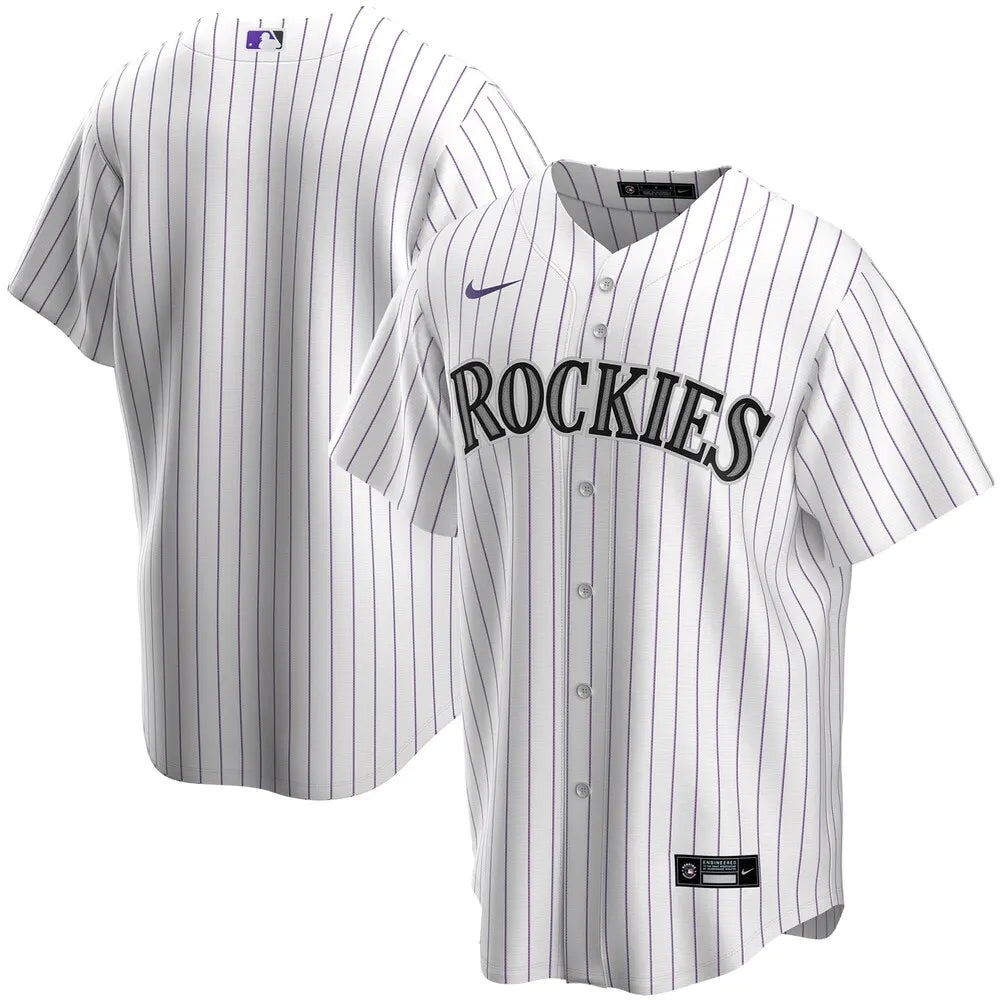 white Nike Rockies Pinstripe Jersey