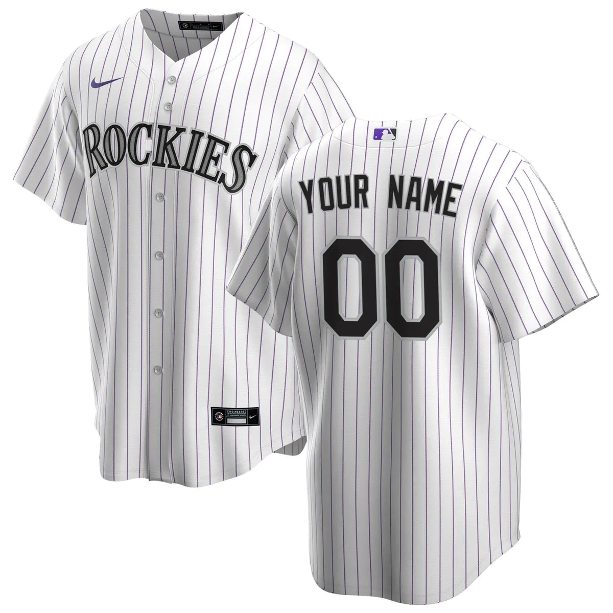 nike Rockies White Pinstripe Custom Jersey