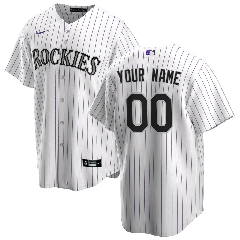nike Rockies White Pinstripe Custom Jersey - Hình 2