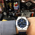 leather Hublot Blue Chronograph Steel