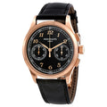 leather Patek Philippe Rose Gold Black Dial