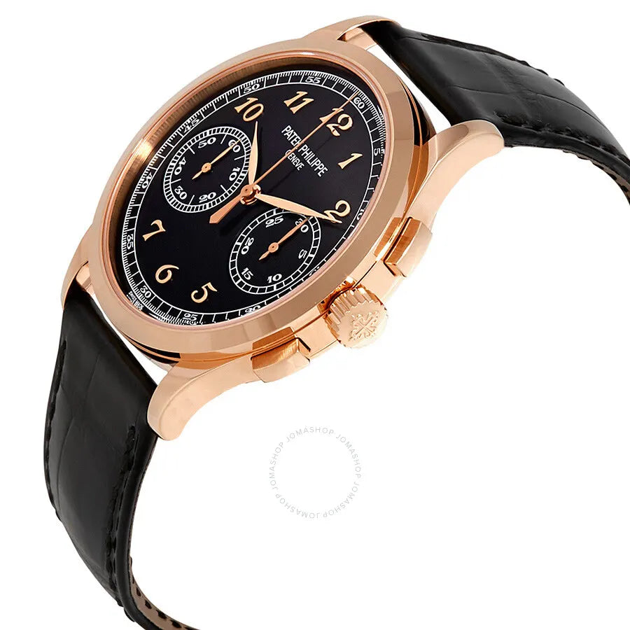leather Patek Philippe Rose Gold Black Dial - Hình 2