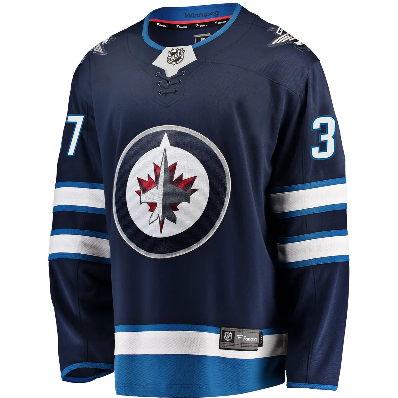 fanatics Hellebuyck Jets Navy Jersey - Hình 3