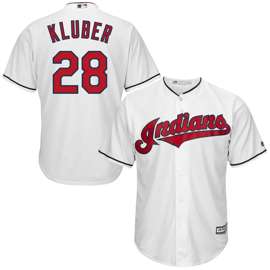 Kluber #28 Indians White Jersey